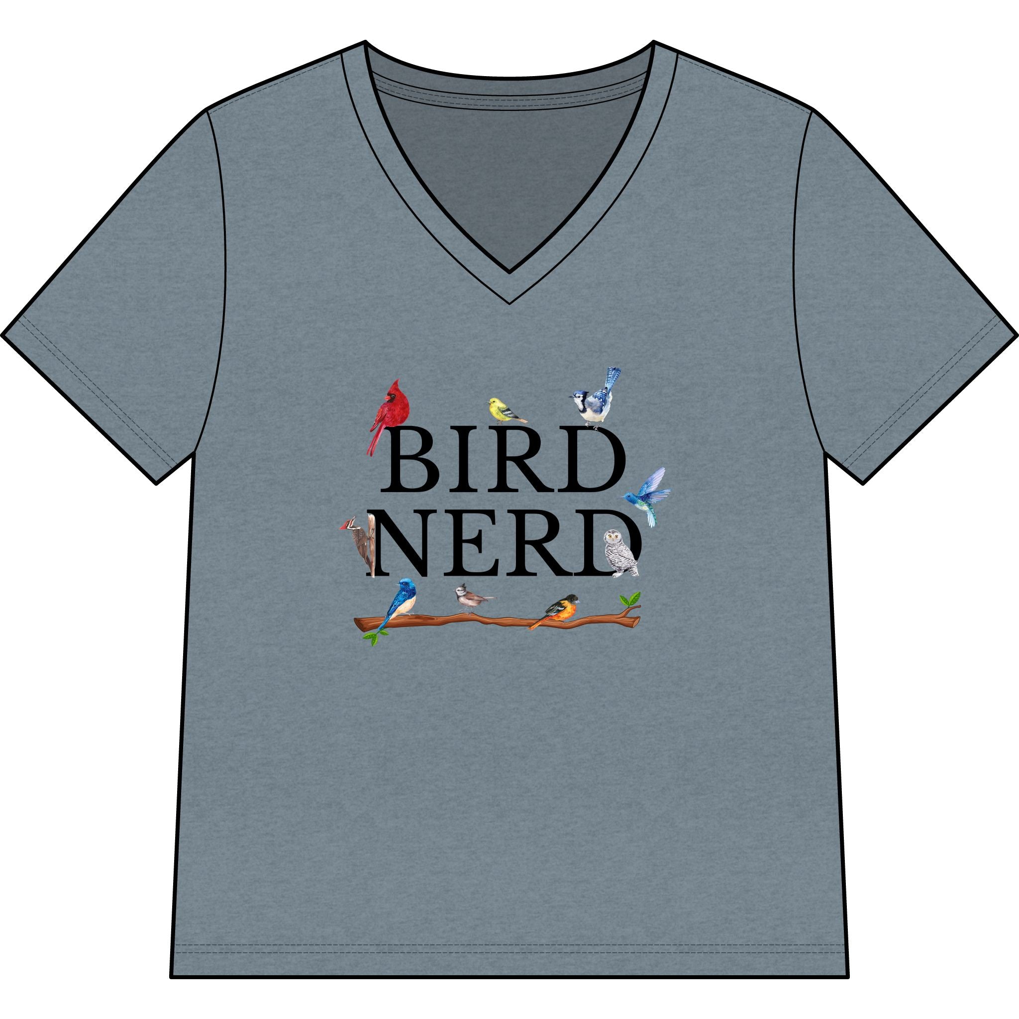 Wild at Heart Collection. Bird Nerd Birdwatching V-Neck Tee | Bella + Canvas 6405CVC Nature Lover Shirt