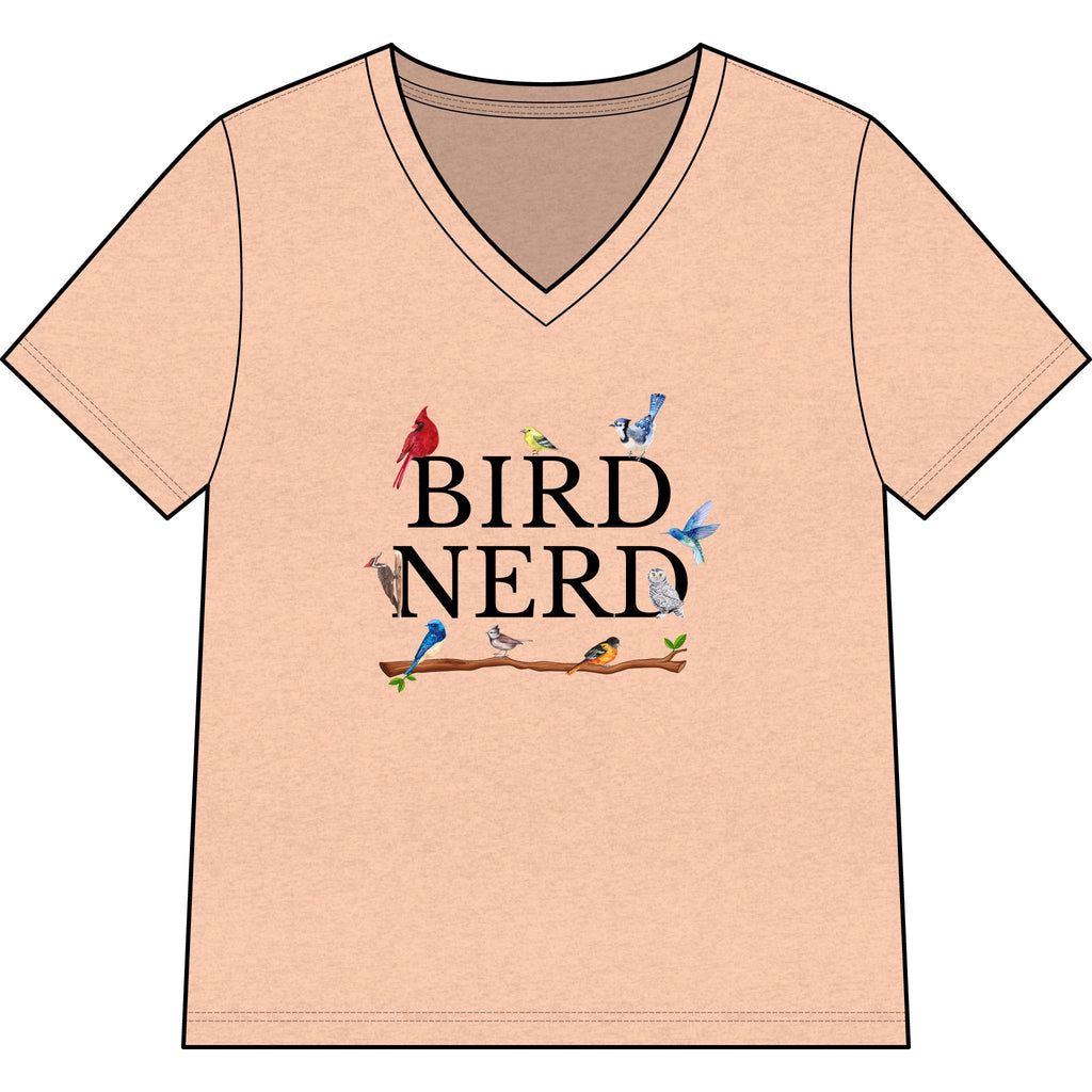 Wild at Heart Collection. Bird Nerd Birdwatching V-Neck Tee | Bella + Canvas 6405CVC Nature Lover Shirt