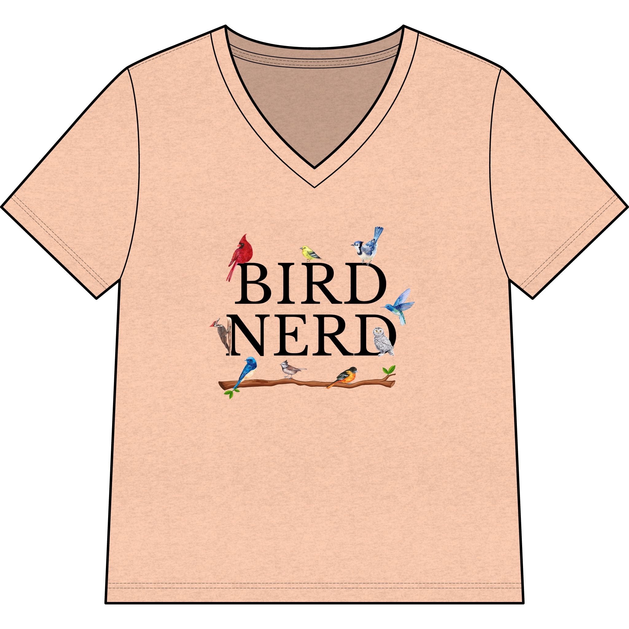 Wild at Heart Collection. Bird Nerd Birdwatching V-Neck Tee | Bella + Canvas 6405CVC Nature Lover Shirt