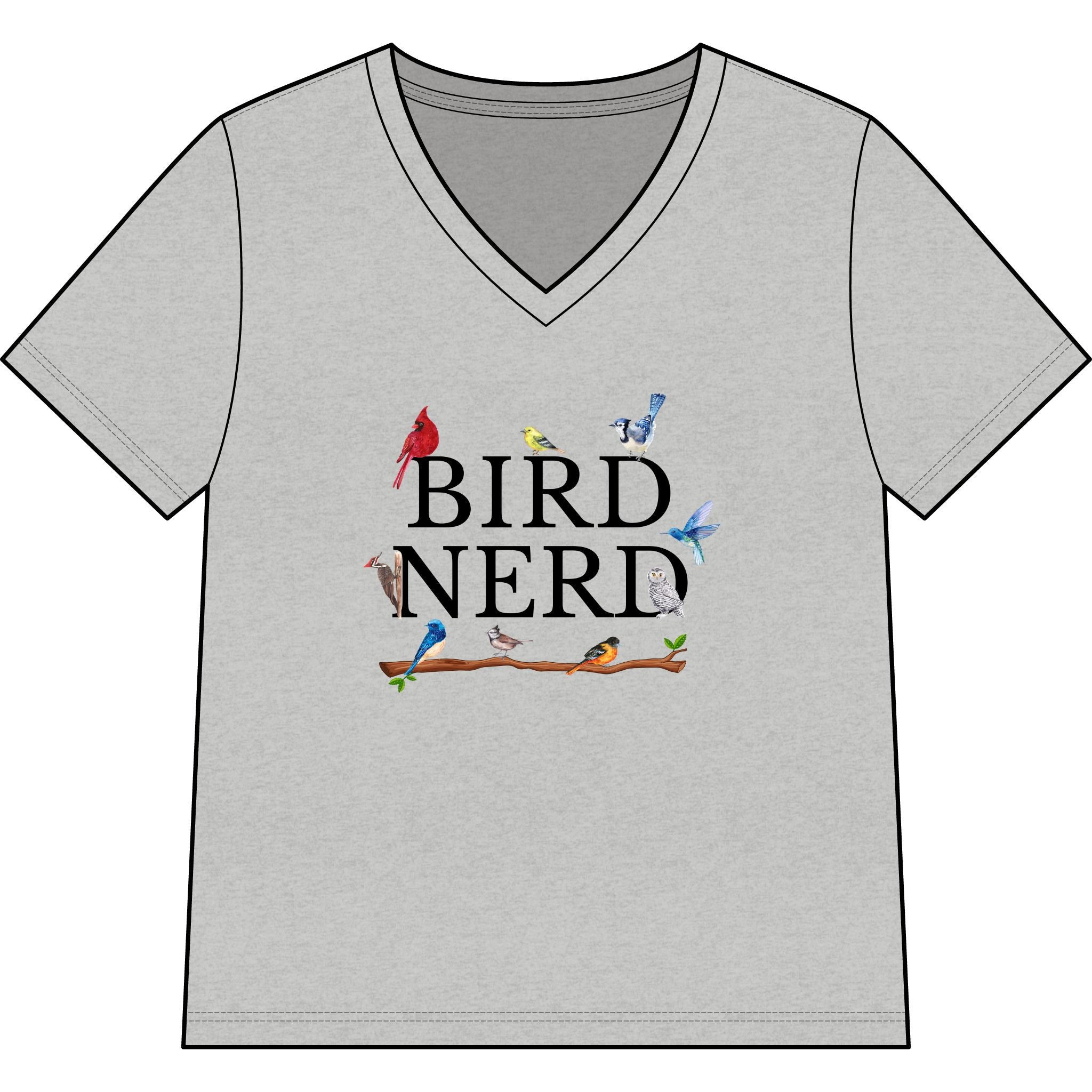 Wild at Heart Collection. Bird Nerd Birdwatching V-Neck Tee | Bella + Canvas 6405CVC Nature Lover Shirt