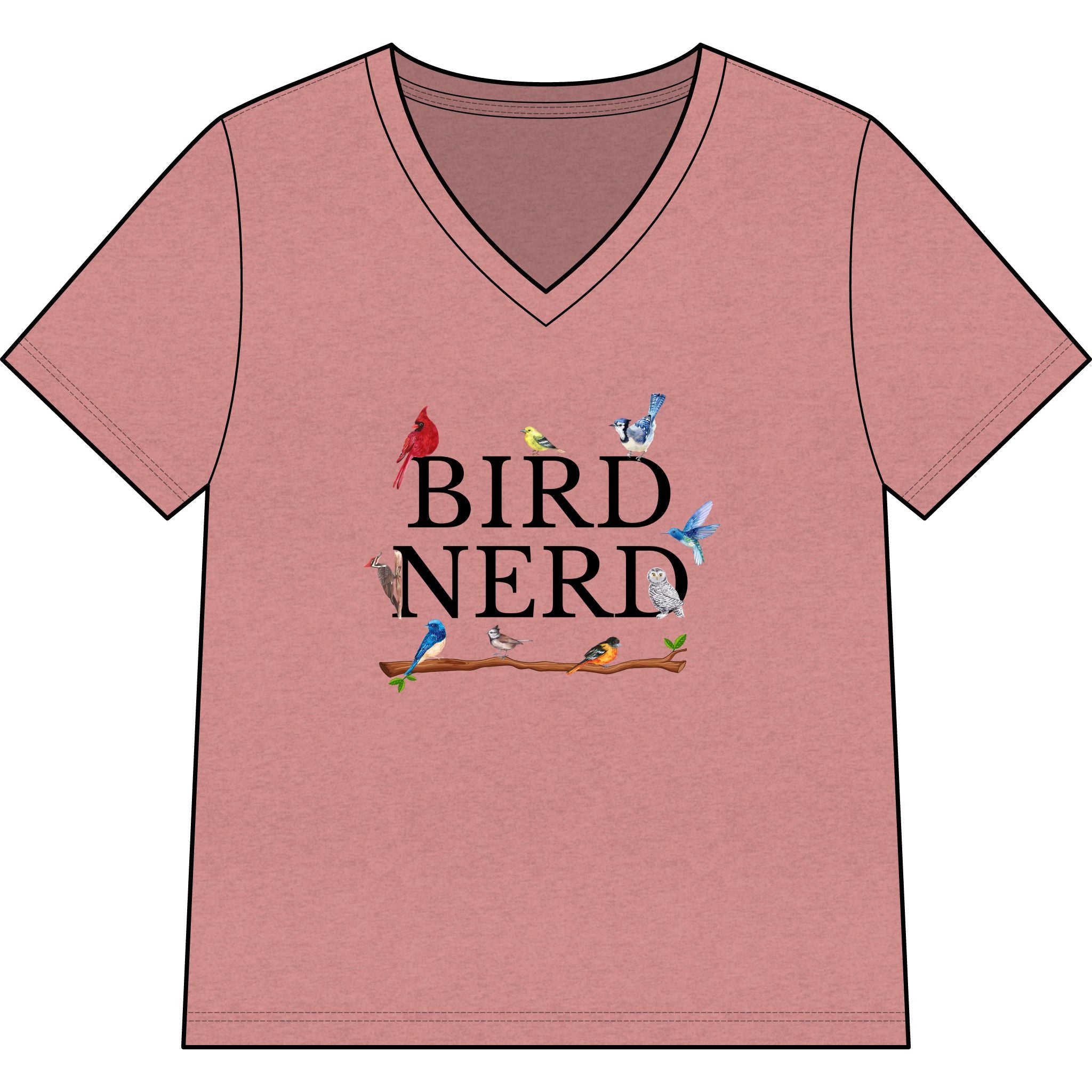 Wild at Heart Collection. Bird Nerd Birdwatching V-Neck Tee | Bella + Canvas 6405CVC Nature Lover Shirt