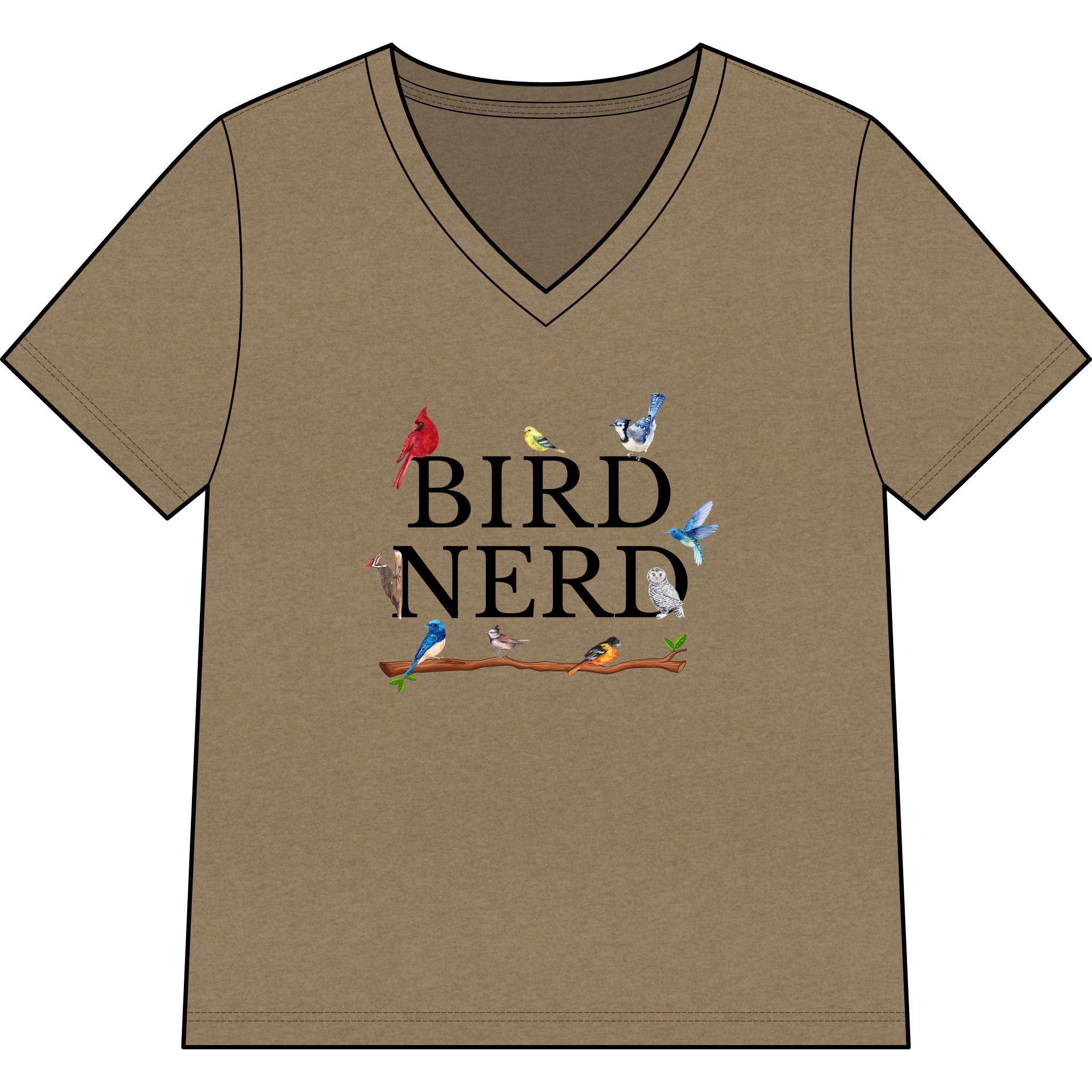Wild at Heart Collection. Bird Nerd Birdwatching V-Neck Tee | Bella + Canvas 6405CVC Nature Lover Shirt