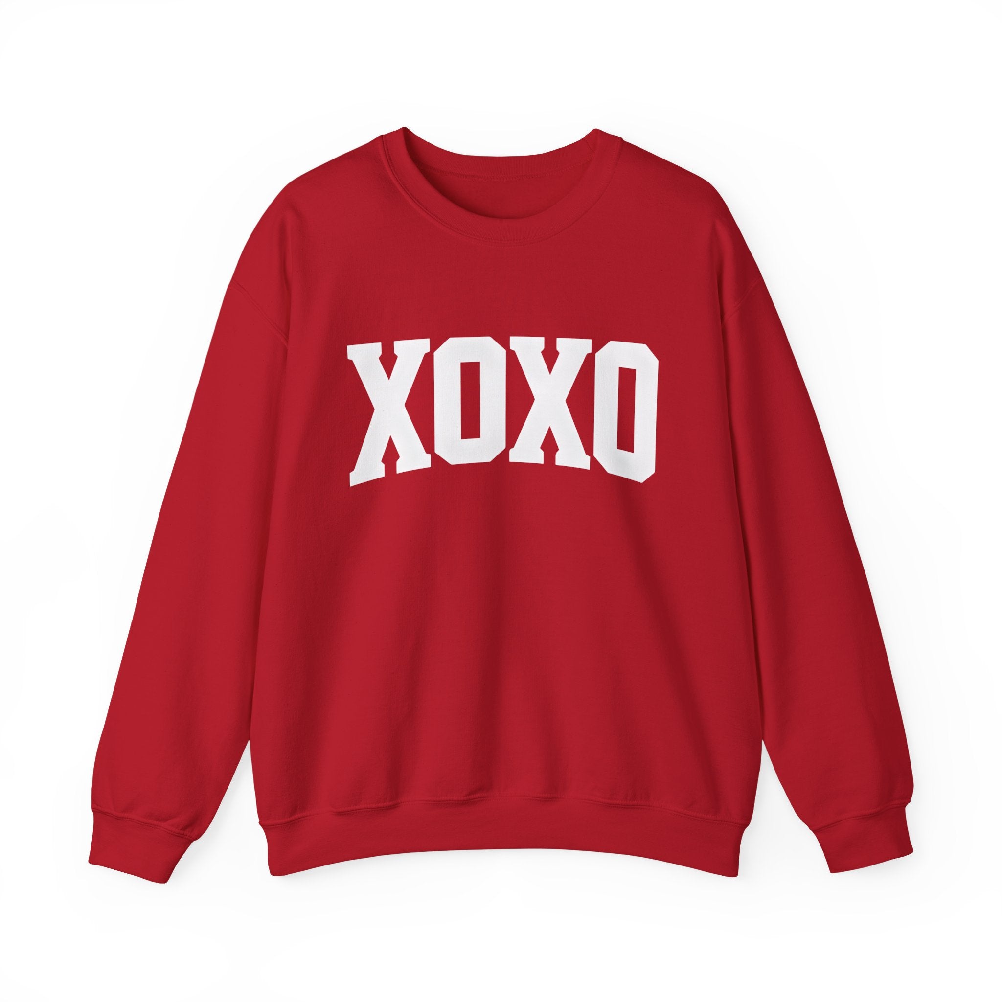 A Valentine Holiday Moon. Ladies, Crew Neck, durable 50/50 cotton poly blend, Graphic Sweatshirt.XOXO.
