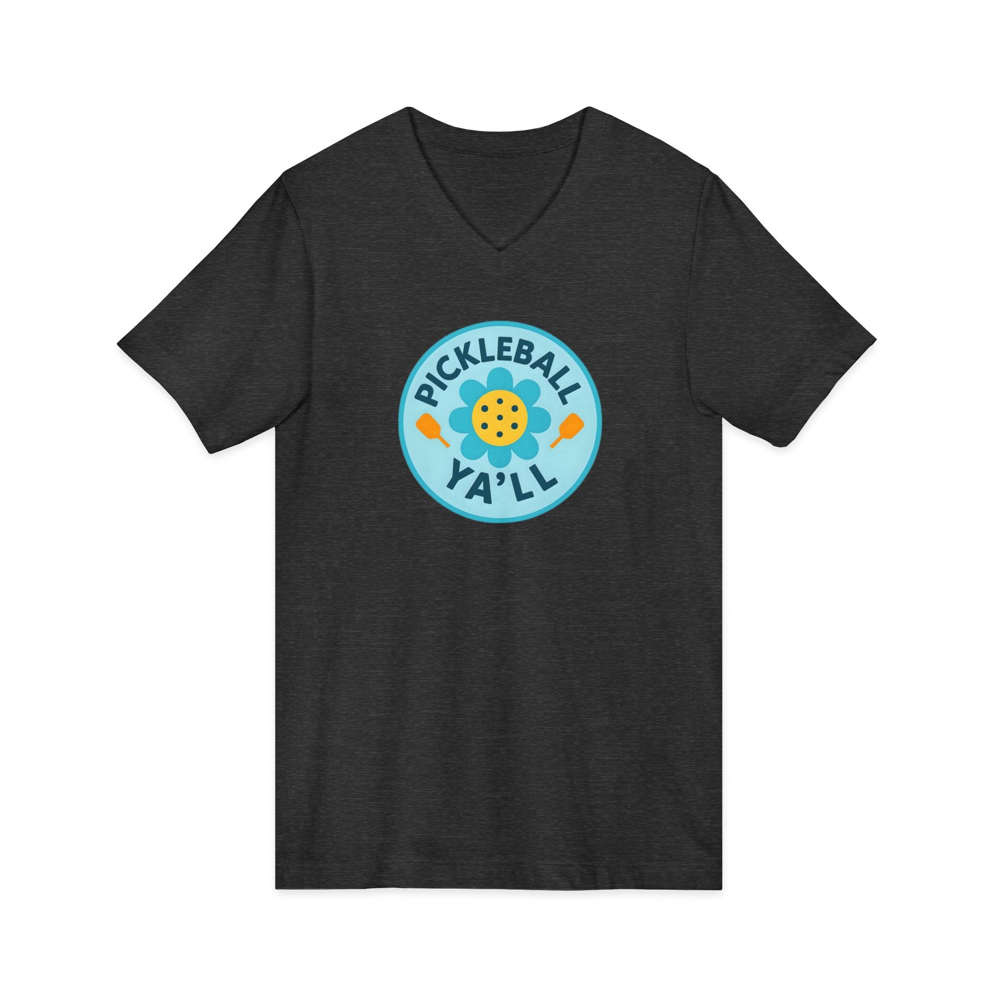 Pickleball. Unisex, V-Neck, Short Sleeve, Graphic T-Shirt. Pickleball Y'all.