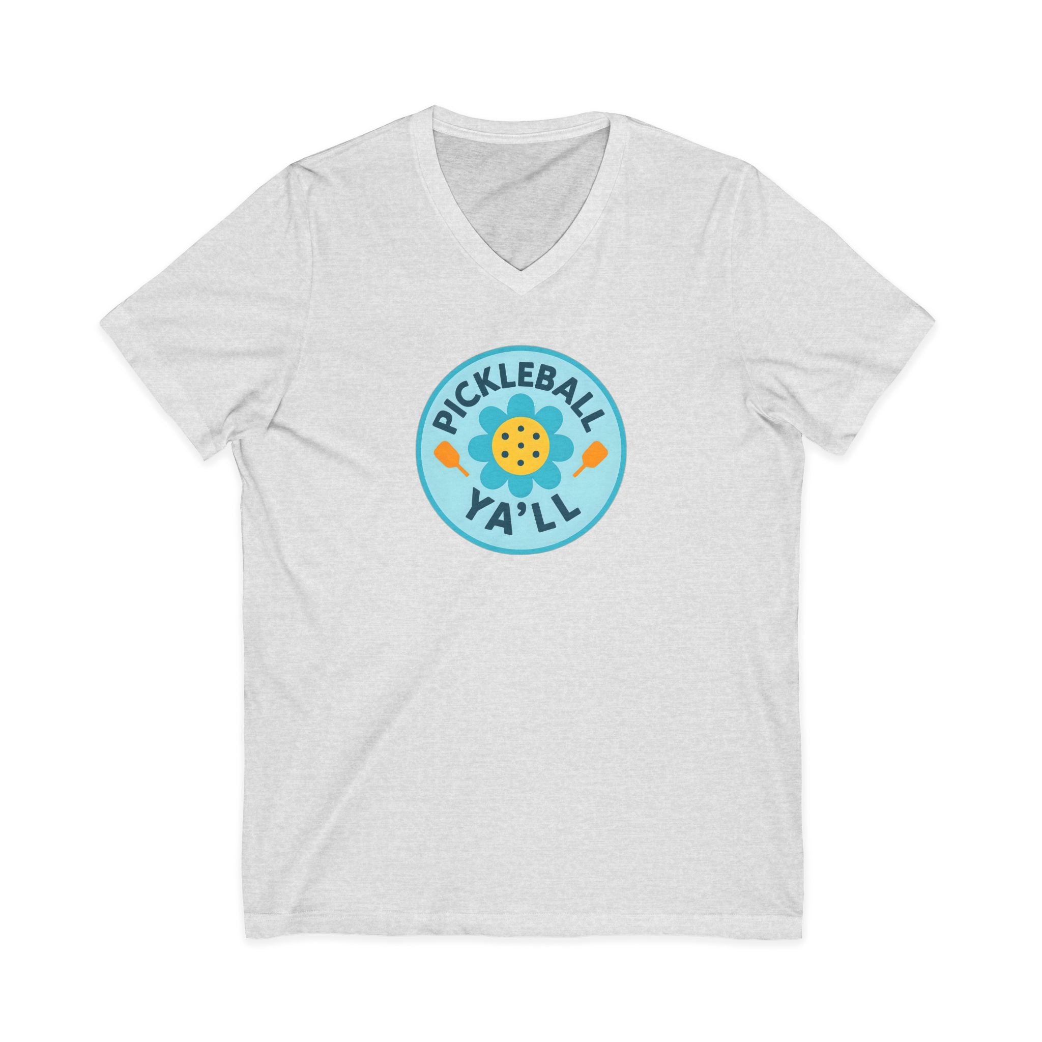 Pickleball. Unisex, V-Neck, Short Sleeve, Graphic T-Shirt. Pickleball Y'all.
