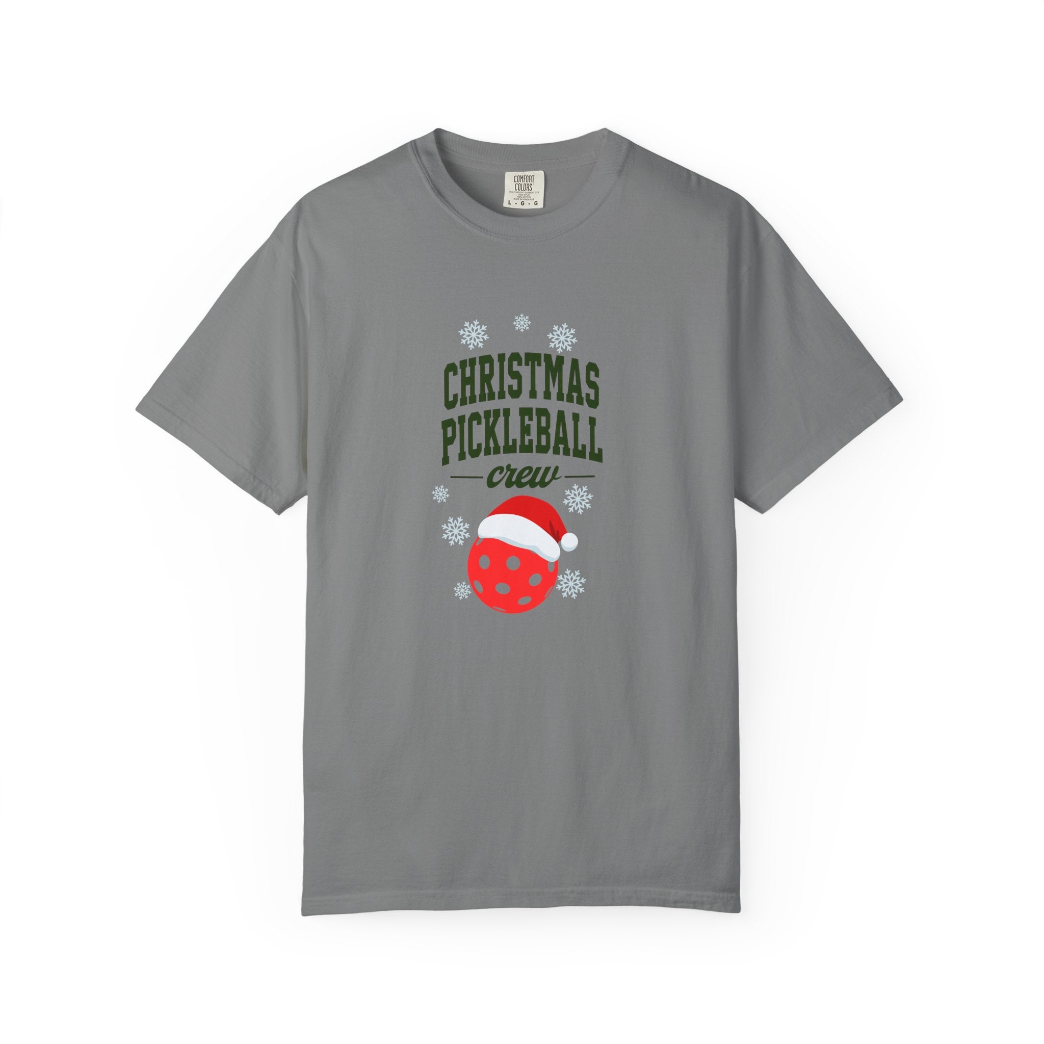 Holiday Moon. Unisex, Garment-Dyed, Crew Neck, Short Sleeve, Graphic T-Shirt. Christmas Pickleball Crew.