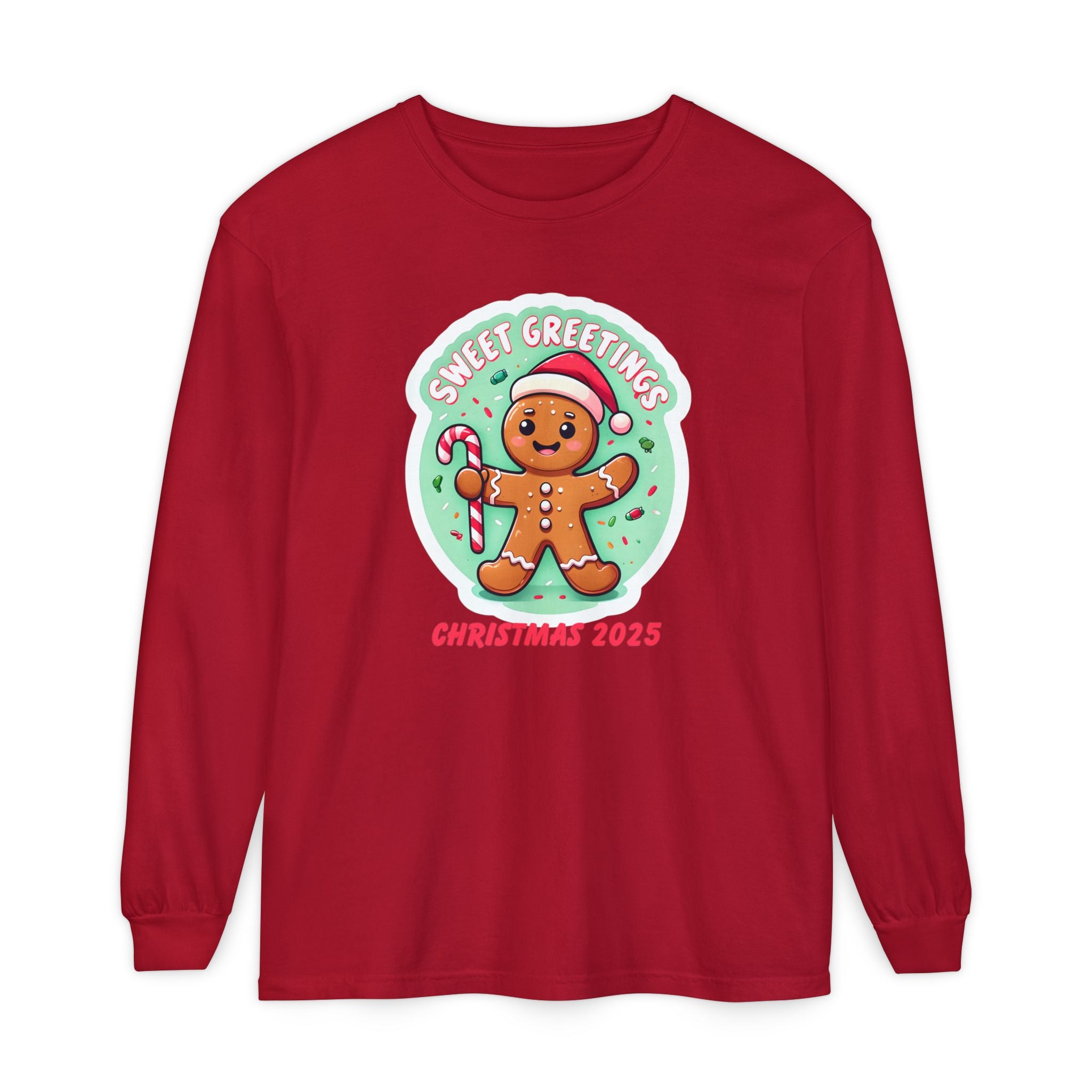 Holiday Moon. Unisex, Crew Neck, Long Sleeve, Graphic T-Shirt. Sweet Greetings.