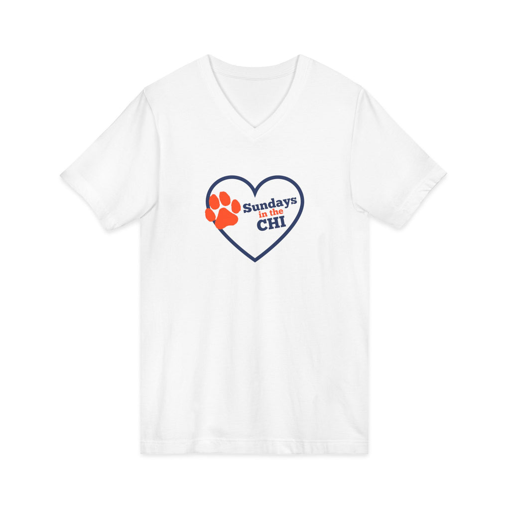 Sporty Soul. Unisex, V-Neck, Short Sleeve, Graphic T-Shirt. Sundays in the Chi.