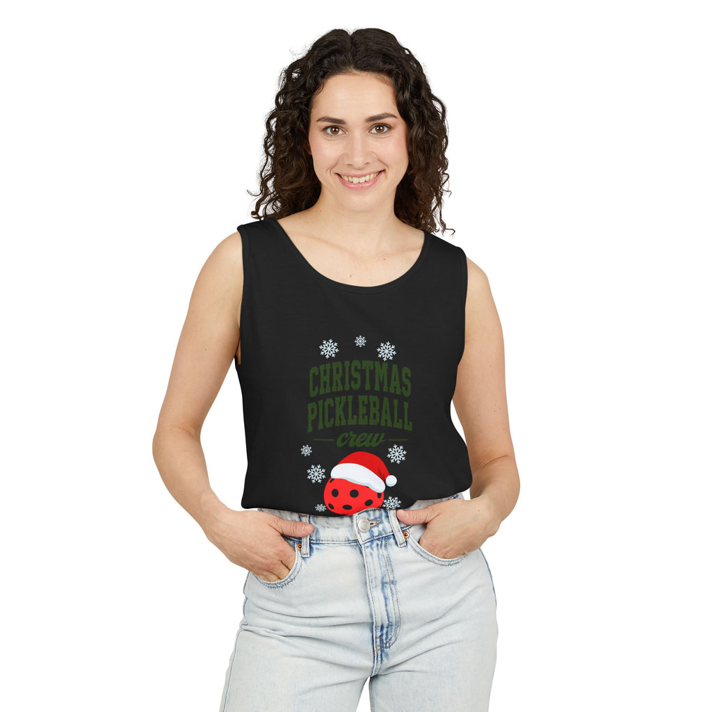 Holiday Moon. Unisex, Lightweight, Cotton, Graphic Tank. Christmas Pickleball Crew.
