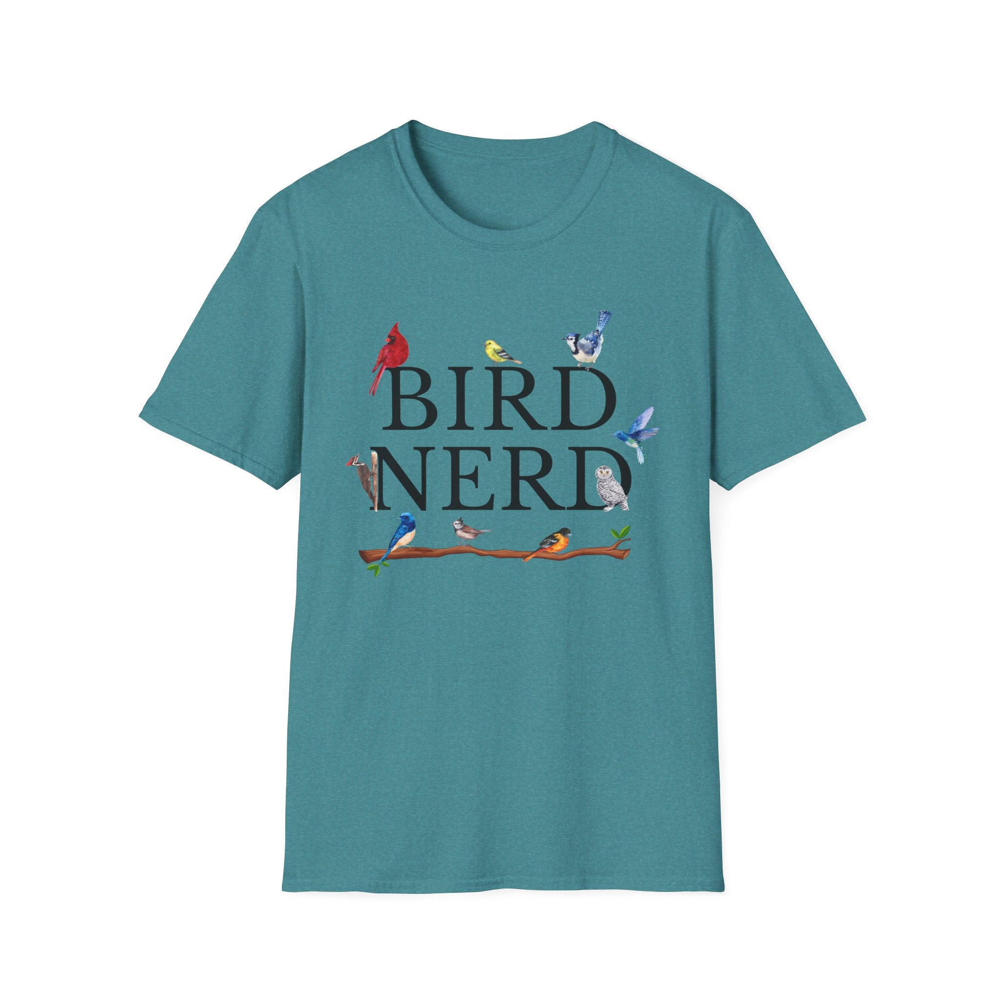 Wild at Heart Collection. Bird Nerd Birdwatching Crew Neck Tee | Gildan 64000 Nature Lover Shirt