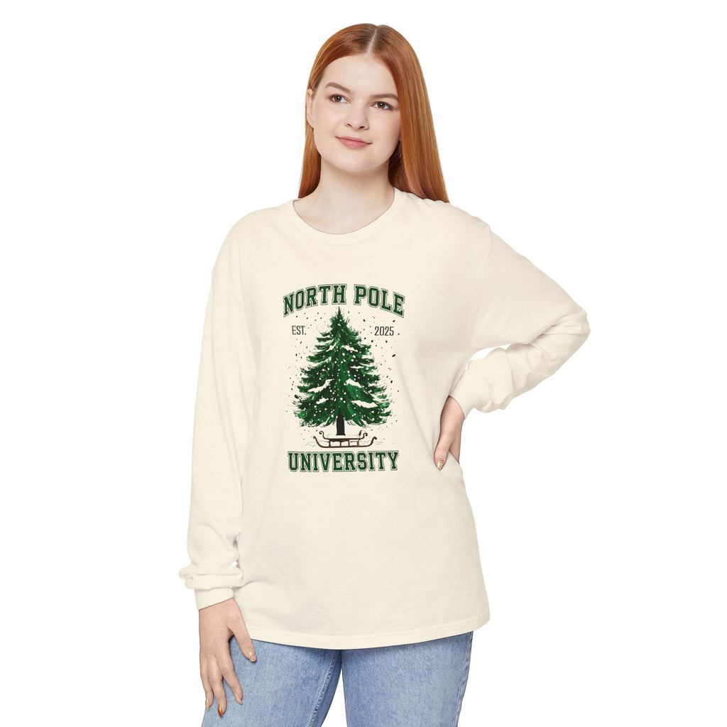 Holiday Moon. Unisex, Crew Neck, Long Sleeve, Graphic T-Shirt. North Pole University.