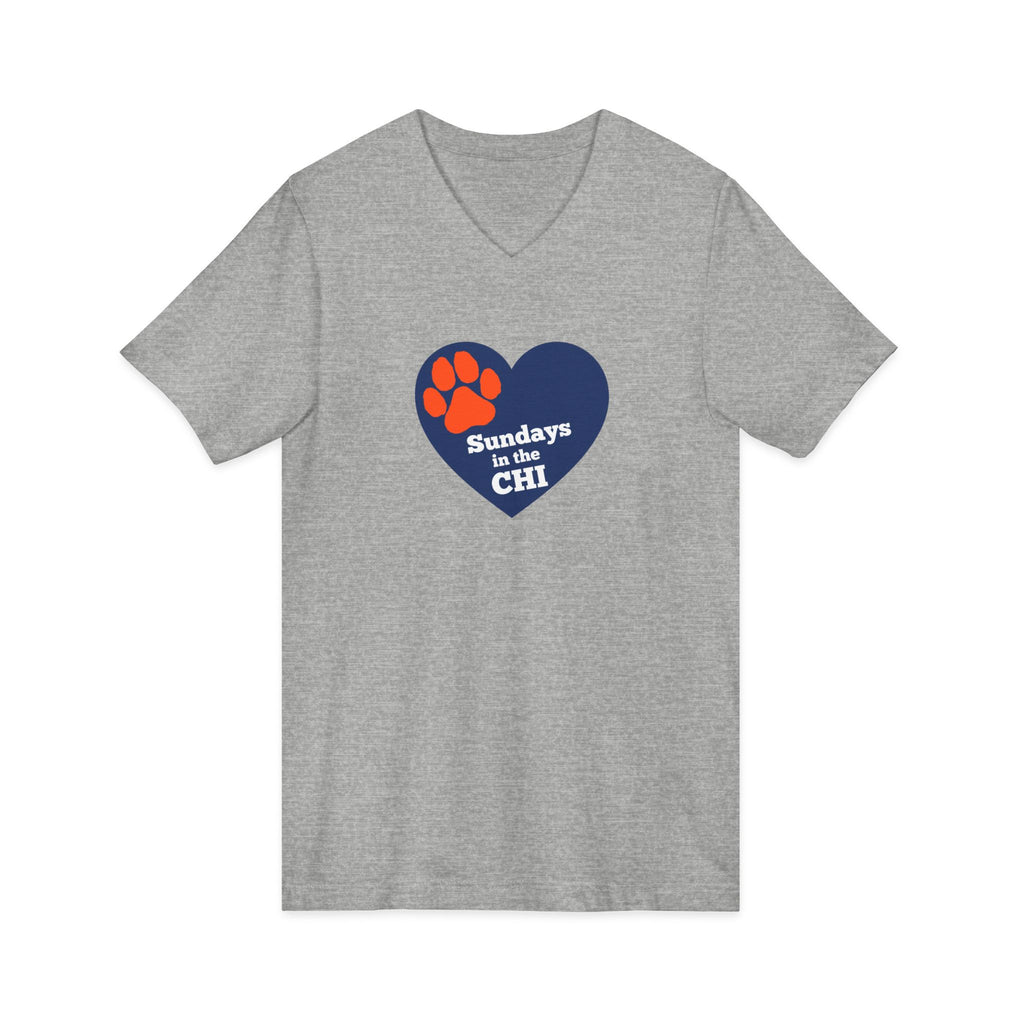 Sporty Soul. Unisex, V-Neck, Short Sleeve, Graphic T-Shirt. Sundays in the Chi.