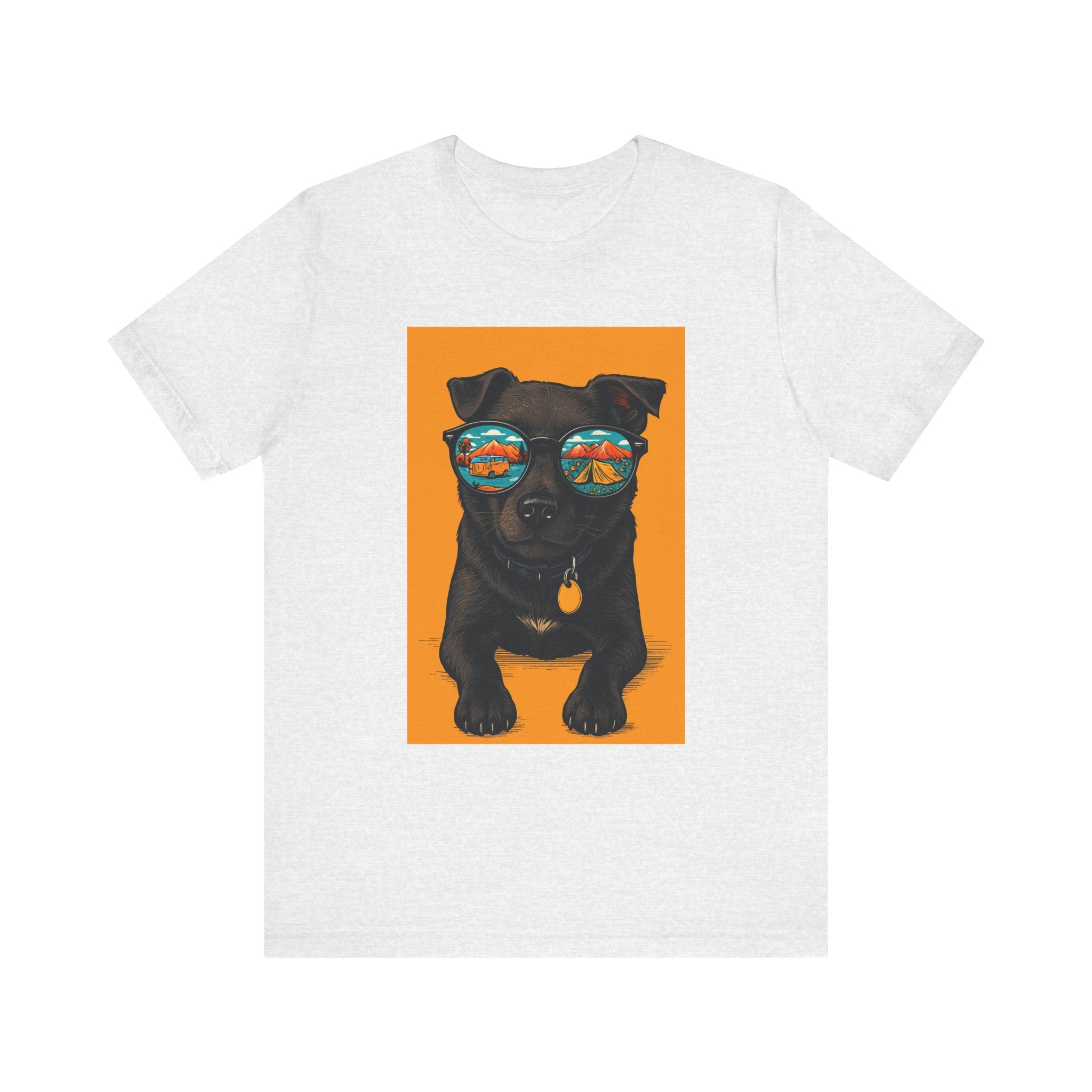 Bark & Meow Collection. Unisex, Crew Neck, Short Sleeve, Graphic T-Shirt.  Camping. Dog.