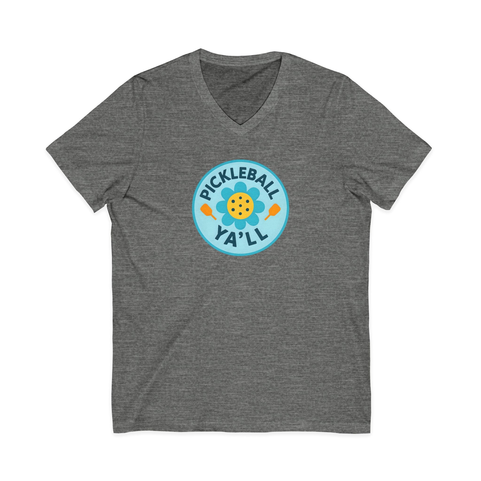 Pickleball. Unisex, V-Neck, Short Sleeve, Graphic T-Shirt. Pickleball Y'all.