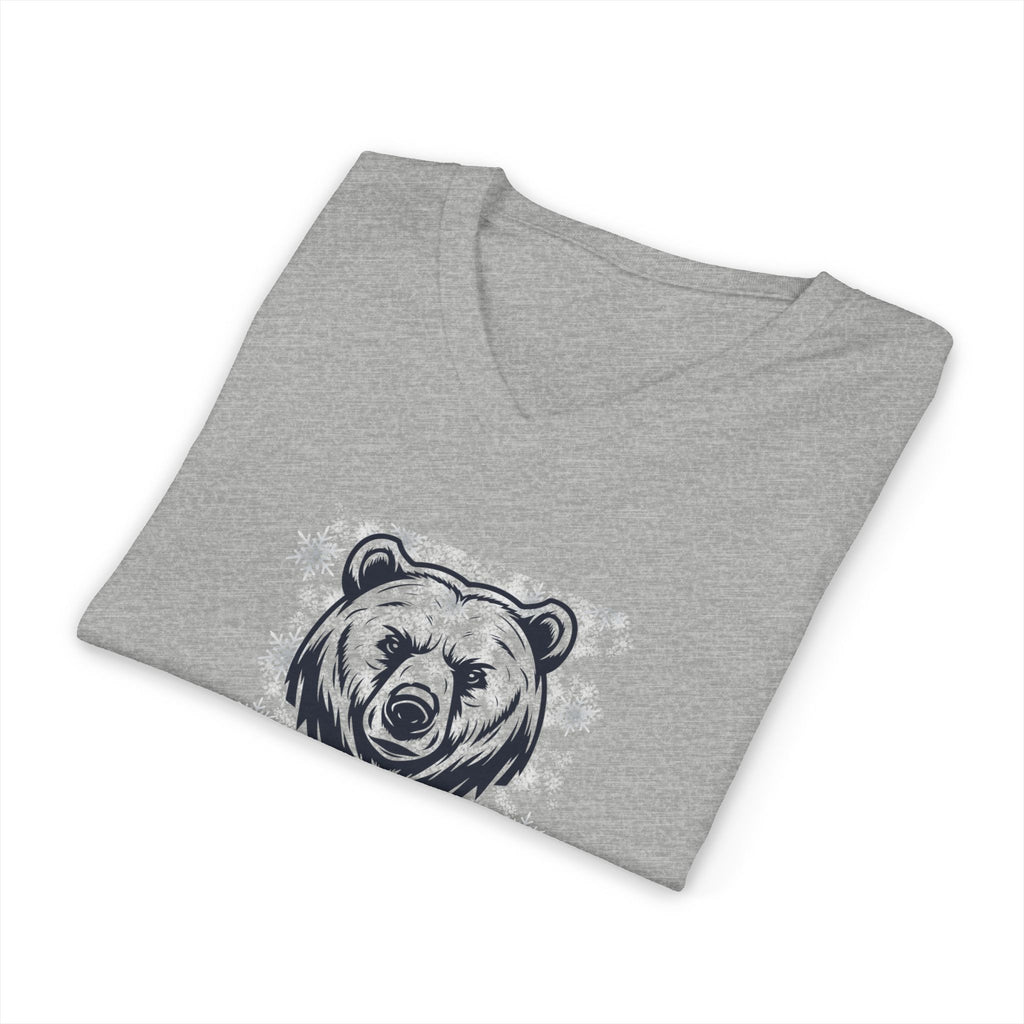 Sporty Soul. Unisex, V-Neck, Short Sleeve, Graphic T-Shirt. Bear Weather Ready.