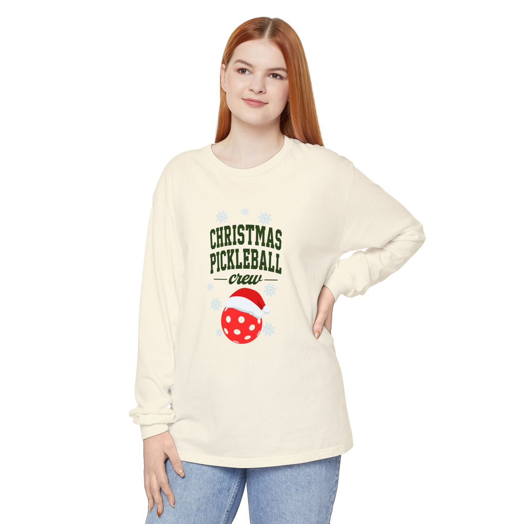 Holiday Moon. Unisex, Crew Neck, Long Sleeve, Graphic T-Shirt. Christmas Pickleball Crew.
