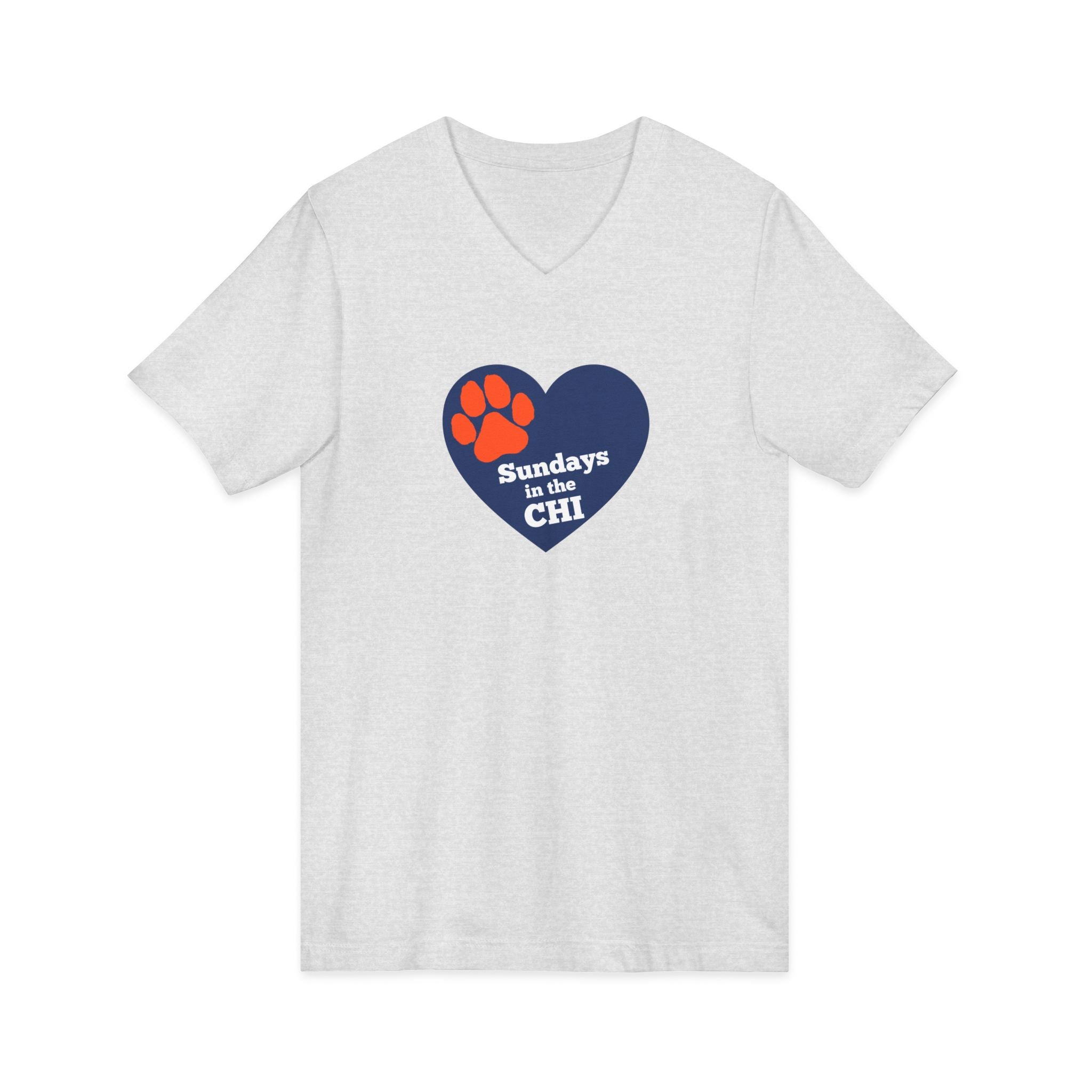 Sporty Soul. Unisex, V-Neck, Short Sleeve, Graphic T-Shirt. Sundays in the Chi.