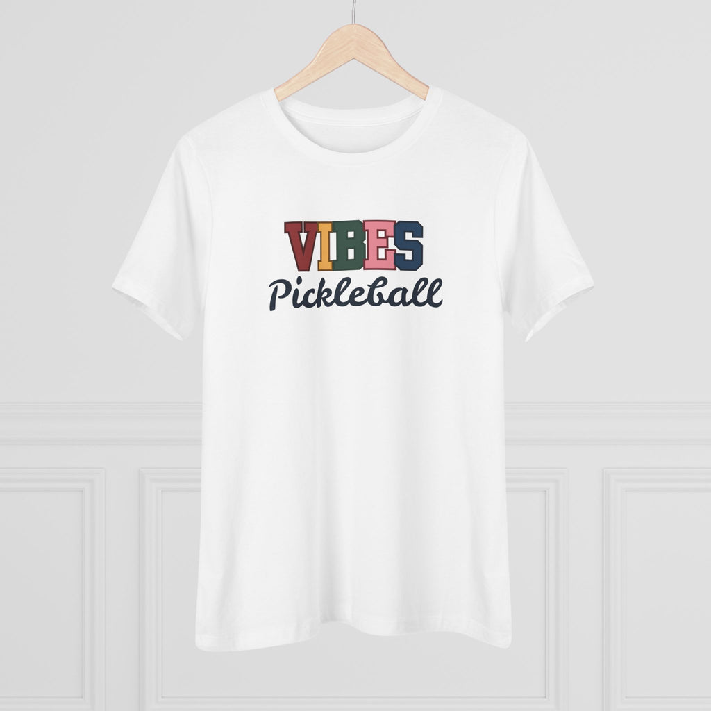 Pickleball. Women's Crew Neck, Short Sleeve, Graphic T-Shirt.  Pickleball Vibes.