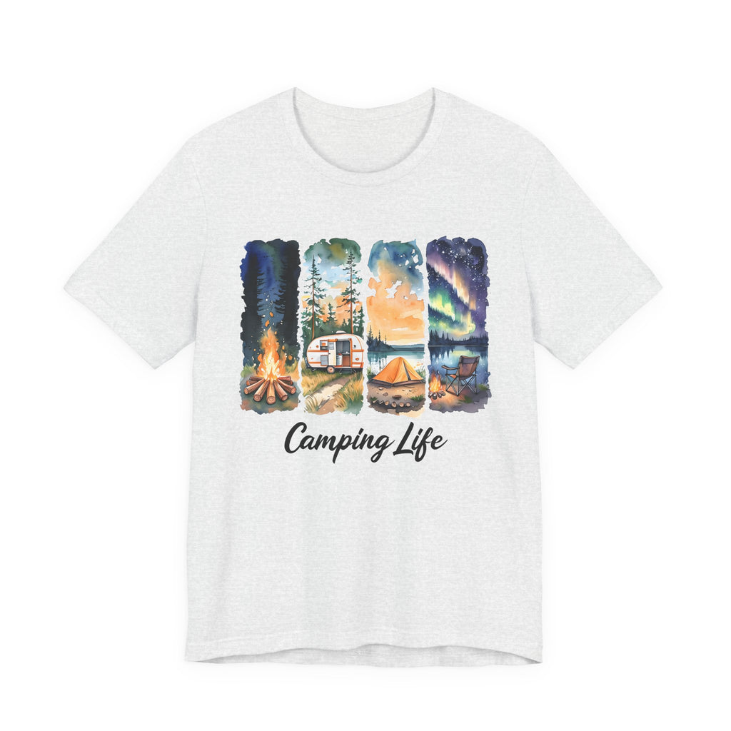 Adventure Awaits. Unisex, Crew Neck, Short Sleeve, Graphic T-Shirt. Camping Life.