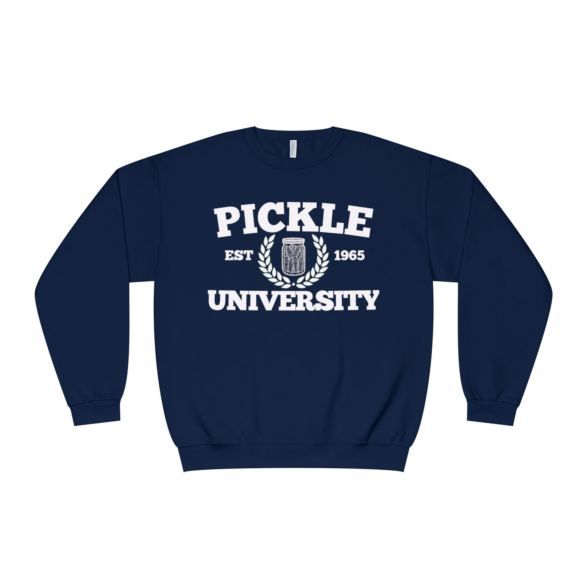 Pickleball. Ladies, Crew Neck, Medium-Heavy NuBlend fleece/cotton, Graphic Sweatshirt. Pickleball. 7 Color Options. Vintage “Pickle Est. 1965” College Style.
