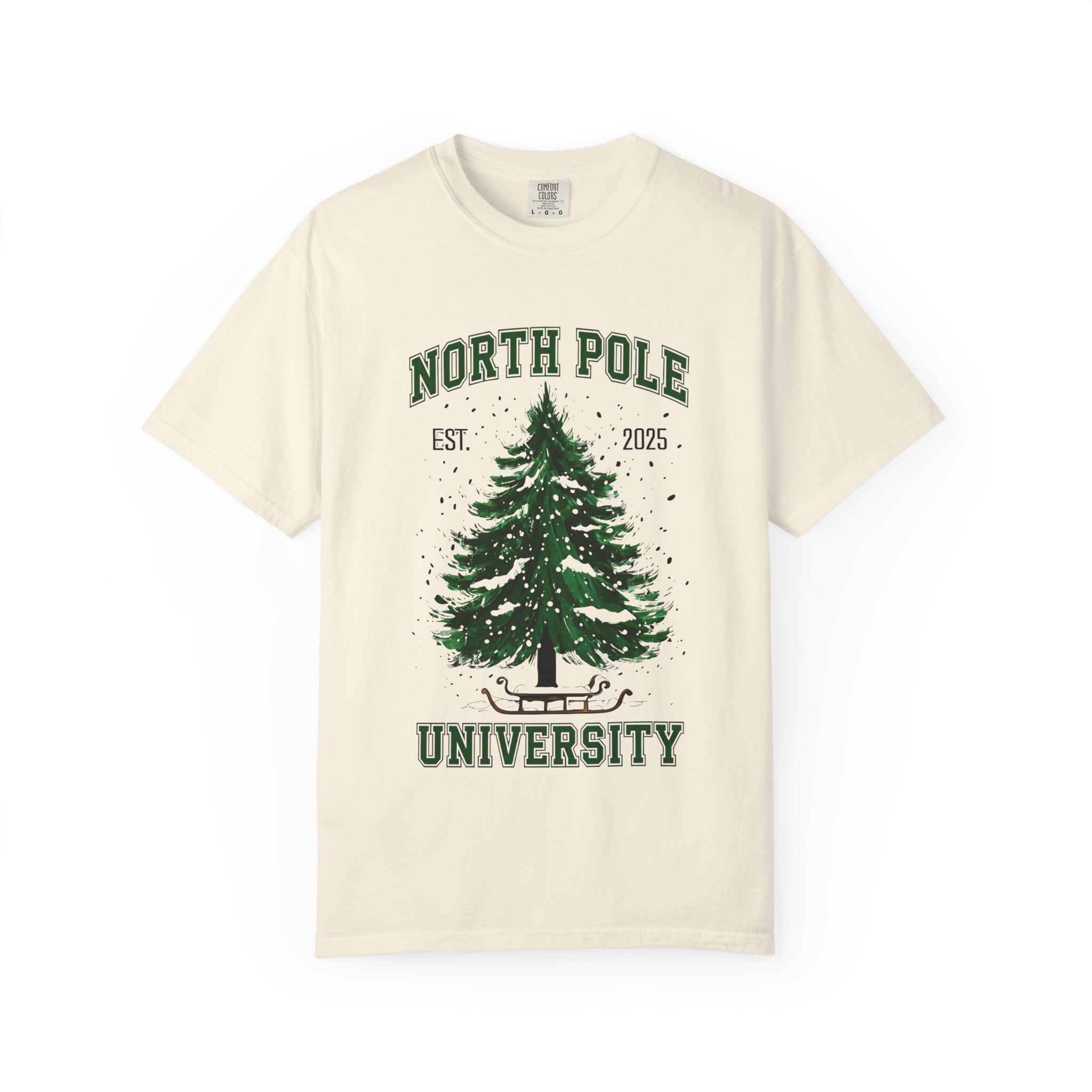 Holiday Moon. Unisex, Crew Neck, Short Sleeve, Graphic T-Shirt. North Pole University.