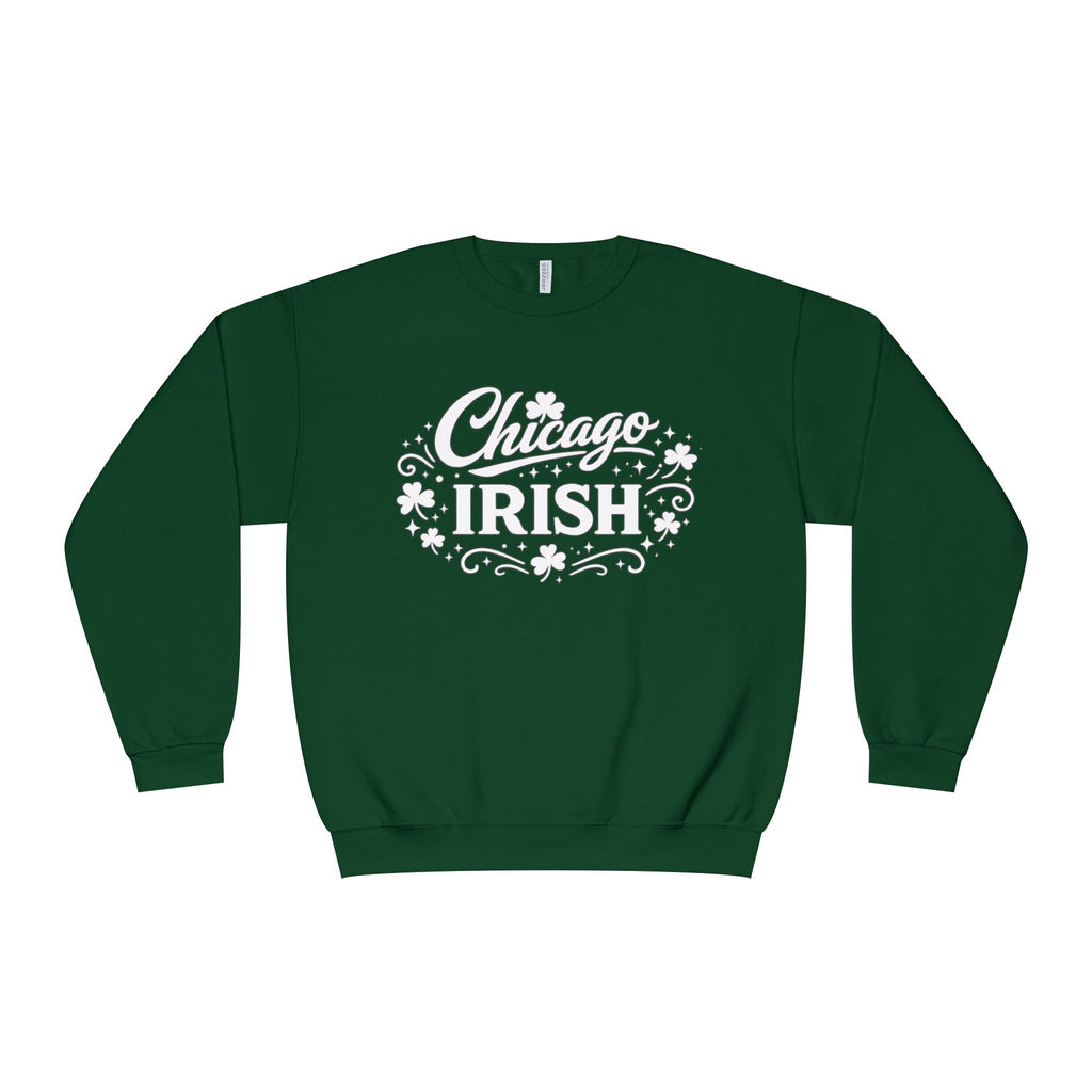 Lucky Moon. Ladies, Crew Neck, Medium-Heavy NuBlend fleece/cotton, Graphic Sweatshirt. Chicago Irish.