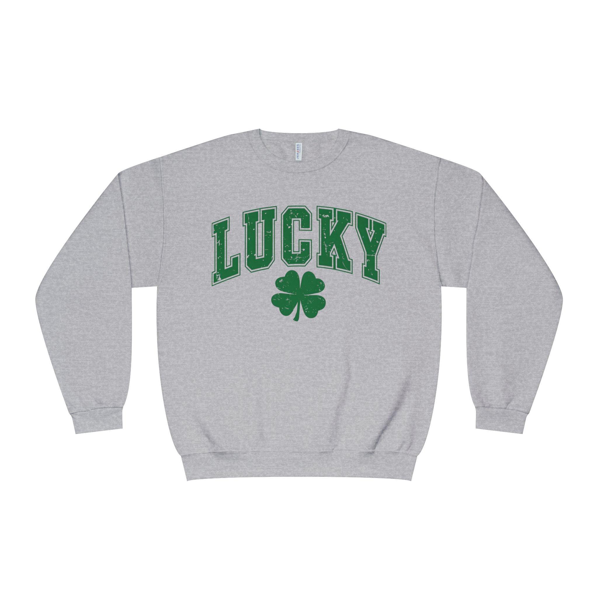 A Lucky Moon.  Ladies, Crew Neck, Medium-Heavy NuBlend fleece/cotton, Graphic Sweatshirt. Lucky Collegiate.